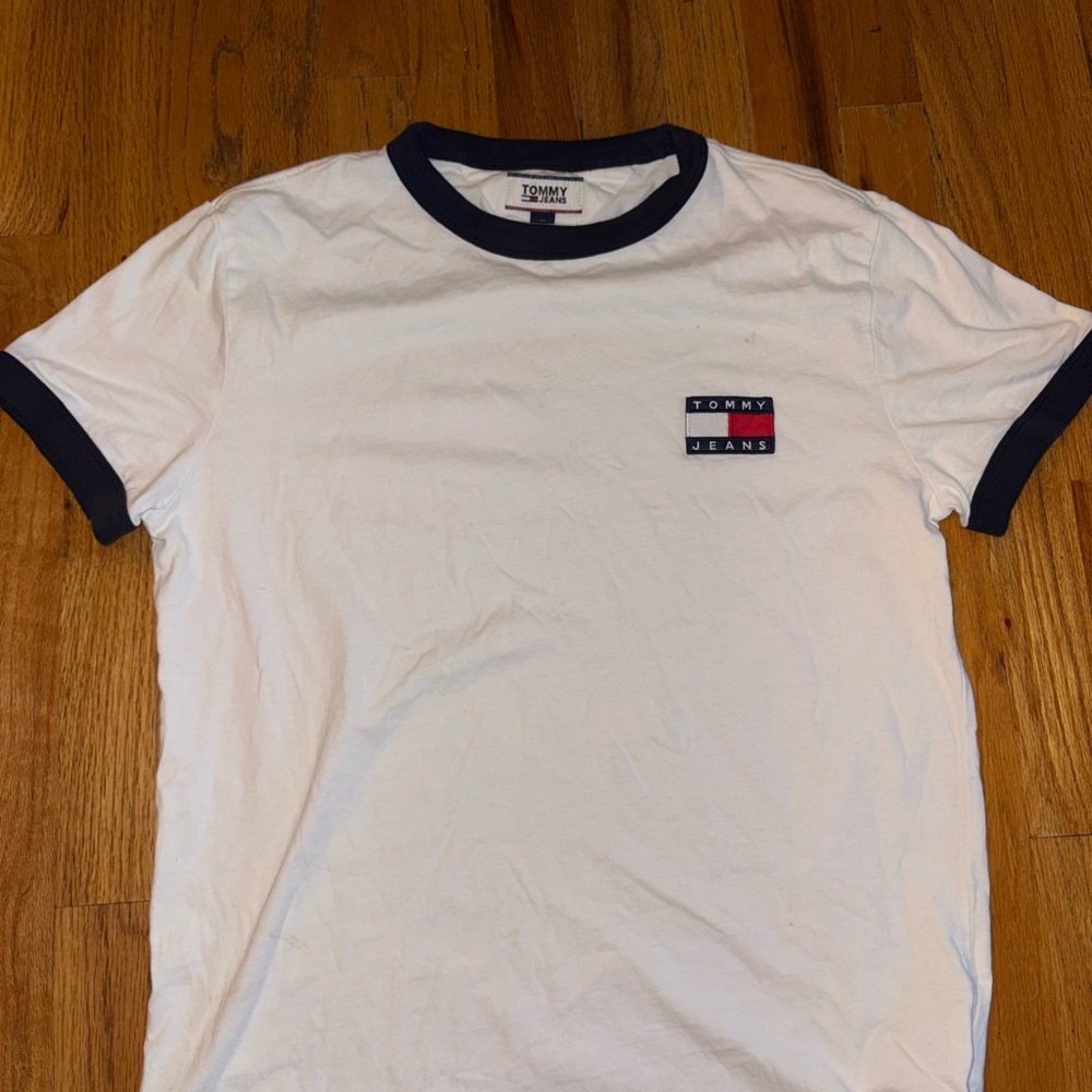 Tommy Hilfiger White and Black Short Sleeve Tee